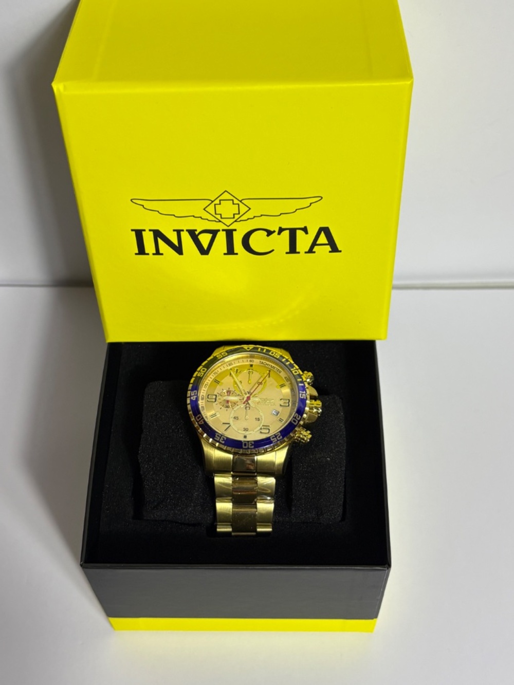 Invicta Specialty Mens Watch 69819 Gold Tone Stainless Steel Bracelet 48mm Blue